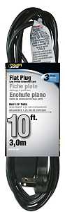 CORD FLT EXT 16/3 3OUT 10FTBLK
