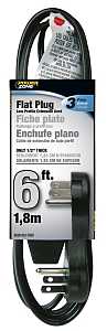 CORD FLAT EXT BLACK 3OUT 6'
