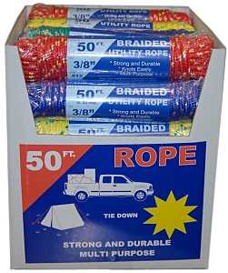 ROPE POLYP BRAID ASSTD 3/8X50