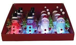 SNOWMAN SANTA LED PDQ 4IN